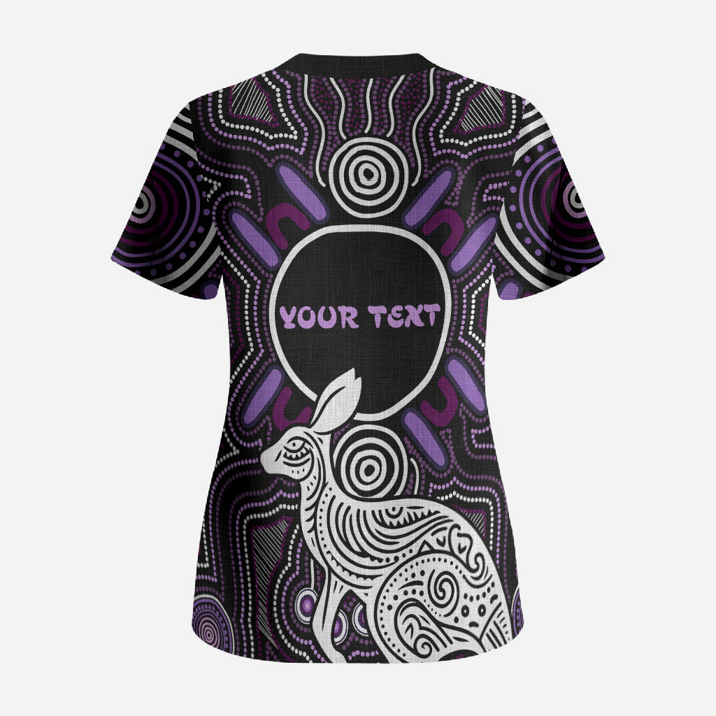 Personalised Aboriginal 50th Birthday Scrub Top Kangaroo Indigenous Dot Art Australian Culture