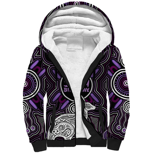Personalised Aboriginal 50th Birthday Sherpa Hoodie Kangaroo Indigenous Dot Art Australian Culture