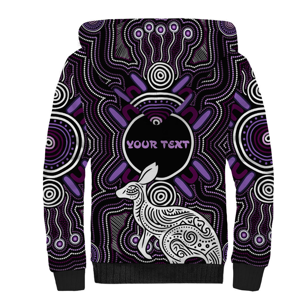 Personalised Aboriginal 50th Birthday Sherpa Hoodie Kangaroo Indigenous Dot Art Australian Culture
