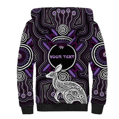 Personalised Aboriginal 50th Birthday Sherpa Hoodie Kangaroo Indigenous Dot Art Australian Culture