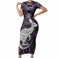 Personalised Aboriginal 50th Birthday Short Sleeve Bodycon Dress Kangaroo Indigenous Dot Art Australian Culture