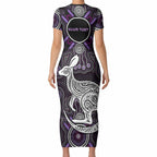 Personalised Aboriginal 50th Birthday Short Sleeve Bodycon Dress Kangaroo Indigenous Dot Art Australian Culture