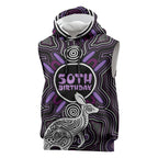 Personalised Aboriginal 50th Birthday Sleeveless Hoodie Kangaroo Indigenous Dot Art Australian Culture