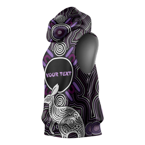 Personalised Aboriginal 50th Birthday Sleeveless Hoodie Kangaroo Indigenous Dot Art Australian Culture