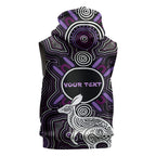 Personalised Aboriginal 50th Birthday Sleeveless Zip Hoodie Kangaroo Indigenous Dot Art Australian Culture