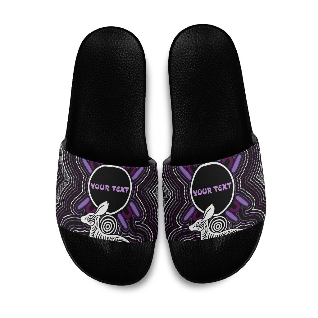 Personalised Aboriginal 50th Birthday Slide Sandals Kangaroo Indigenous Dot Art Australian Culture