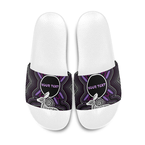 Personalised Aboriginal 50th Birthday Slide Sandals Kangaroo Indigenous Dot Art Australian Culture