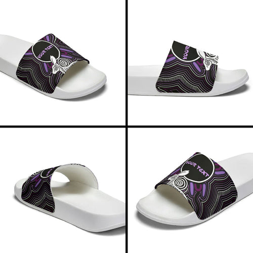 Personalised Aboriginal 50th Birthday Slide Sandals Kangaroo Indigenous Dot Art Australian Culture