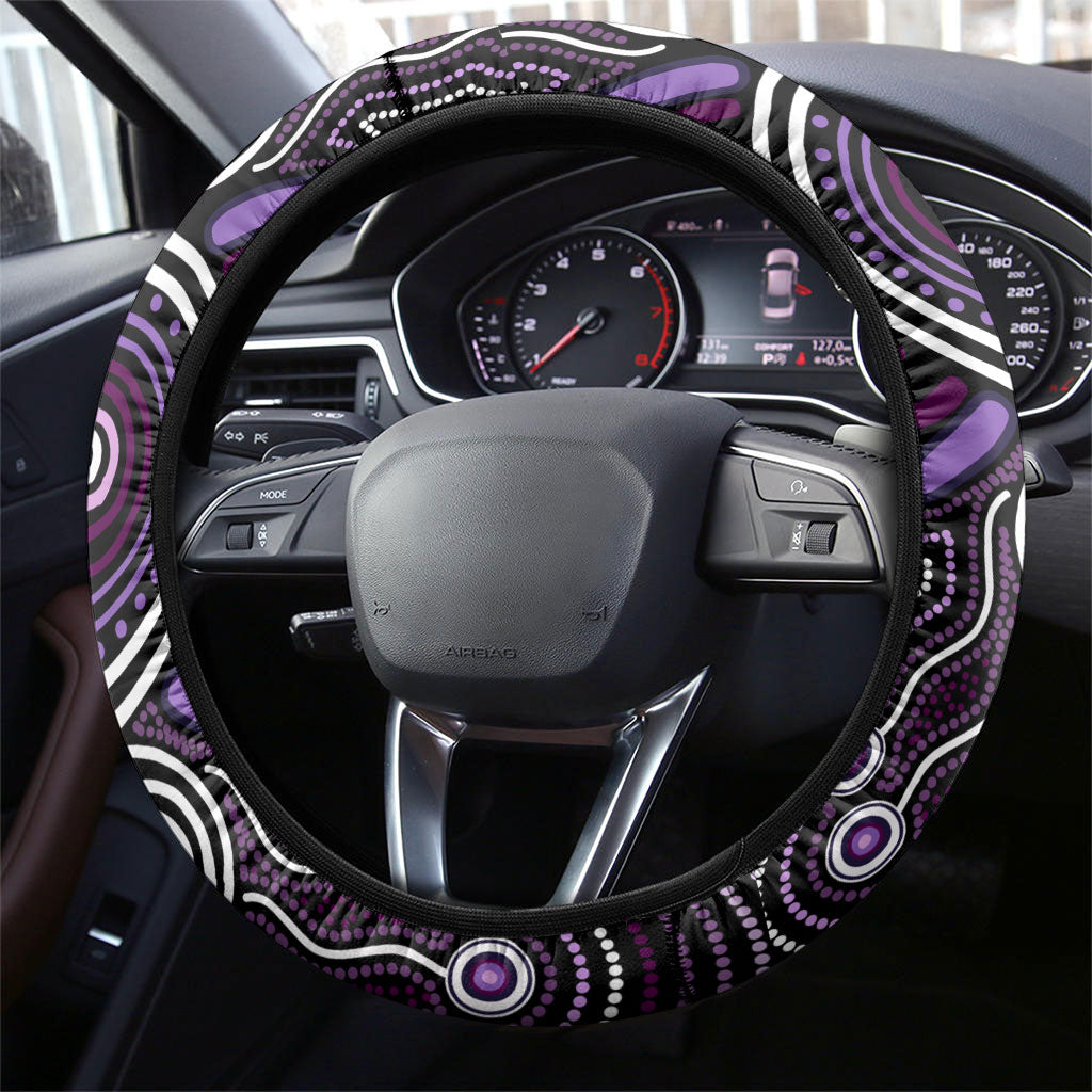 Aboriginal 50th Birthday Steering Wheel Cover Kangaroo Indigenous Dot Art Australian Culture