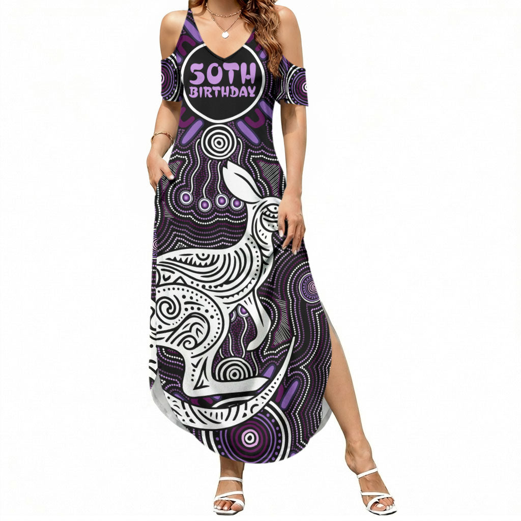 Personalised Aboriginal 50th Birthday Summer Maxi Dress Kangaroo Indigenous Dot Art Australian Culture