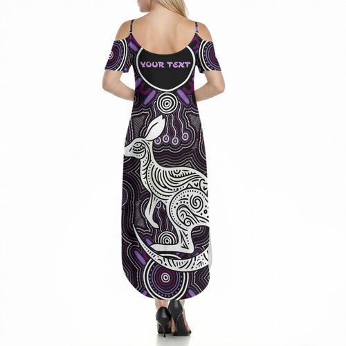 Personalised Aboriginal 50th Birthday Summer Maxi Dress Kangaroo Indigenous Dot Art Australian Culture