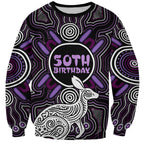 Personalised Aboriginal 50th Birthday Sweatshirt Kangaroo Indigenous Dot Art Australian Culture