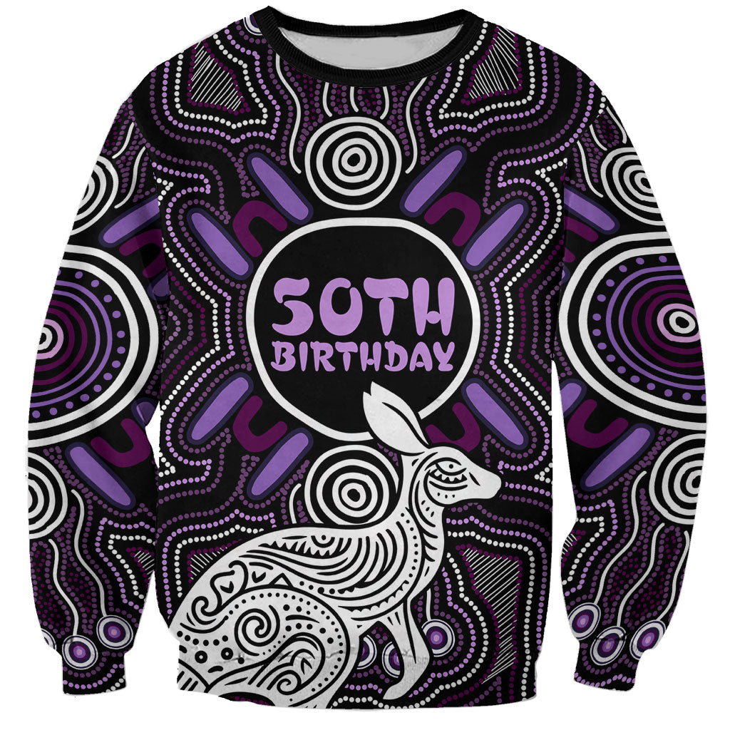 Personalised Aboriginal 50th Birthday Sweatshirt Kangaroo Indigenous Dot Art Australian Culture