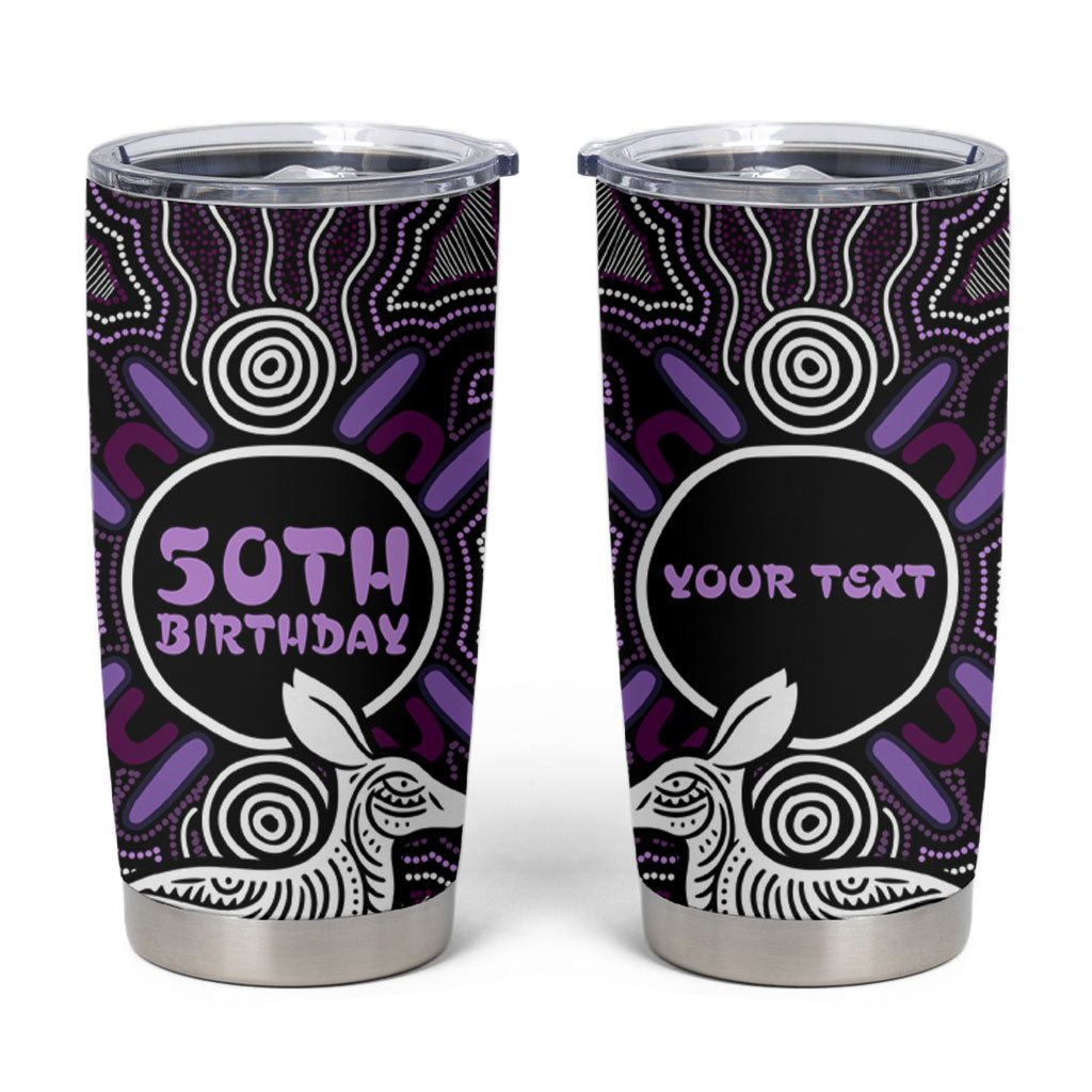 Personalised Aboriginal 50th Birthday Tumbler Cup Kangaroo Indigenous Dot Art Australian Culture