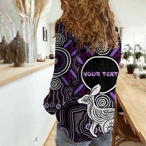 Personalised Aboriginal 50th Birthday Women Casual Shirt Kangaroo Indigenous Dot Art Australian Culture