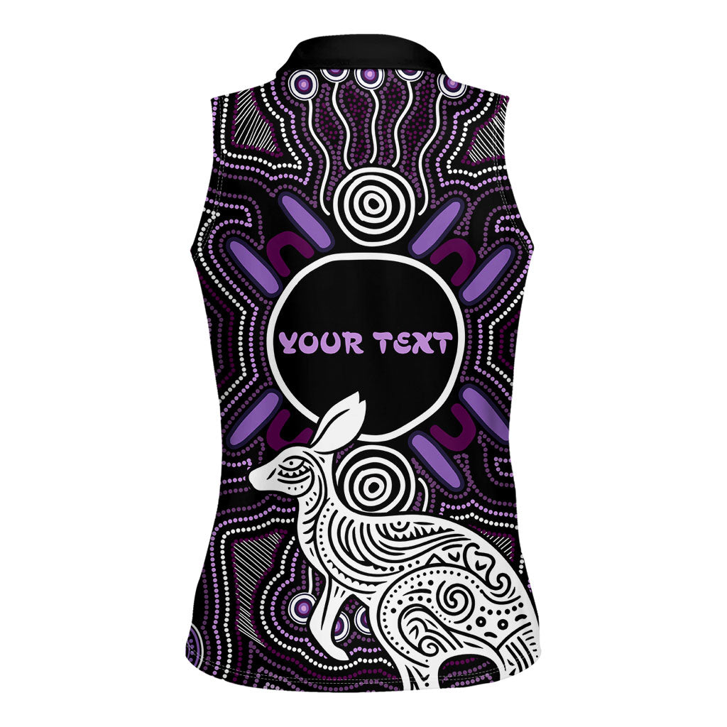Personalised Aboriginal 50th Birthday Women Sleeveless Polo Shirt Kangaroo Indigenous Dot Art Australian Culture