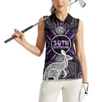 Personalised Aboriginal 50th Birthday Women Sleeveless Polo Shirt Kangaroo Indigenous Dot Art Australian Culture