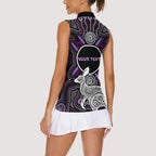 Personalised Aboriginal 50th Birthday Women Sleeveless Polo Shirt Kangaroo Indigenous Dot Art Australian Culture