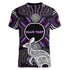 Personalised Aboriginal 50th Birthday Women V-Neck T-Shirt Kangaroo Indigenous Dot Art Australian Culture