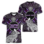 Personalised Aboriginal 50th Birthday Women V-Neck T-Shirt Kangaroo Indigenous Dot Art Australian Culture