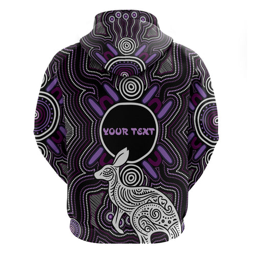 Personalised Aboriginal 50th Birthday Zip Hoodie Kangaroo Indigenous Dot Art Australian Culture