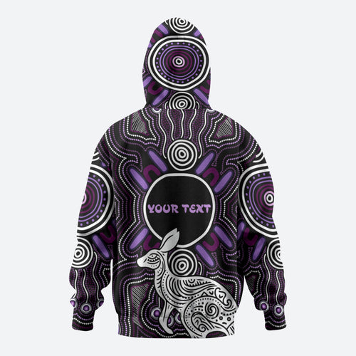 Personalised Aboriginal 50th Birthday Zip Hoodie Kangaroo Indigenous Dot Art Australian Culture