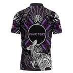 Personalised Aboriginal 50th Birthday Zipper Polo Shirt Kangaroo Indigenous Dot Art Australian Culture