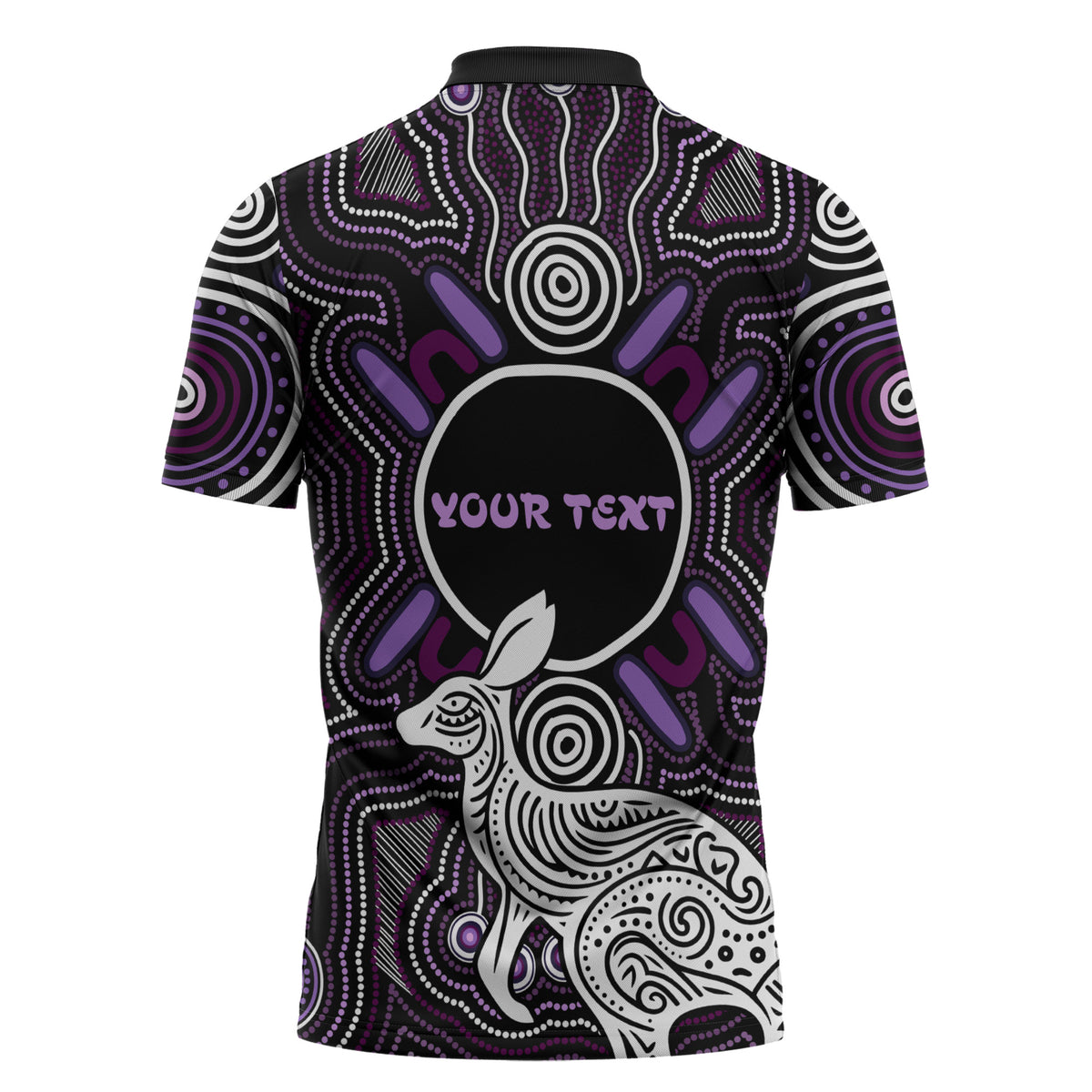Personalised Aboriginal 50th Birthday Zipper Polo Shirt Kangaroo Indigenous Dot Art Australian Culture