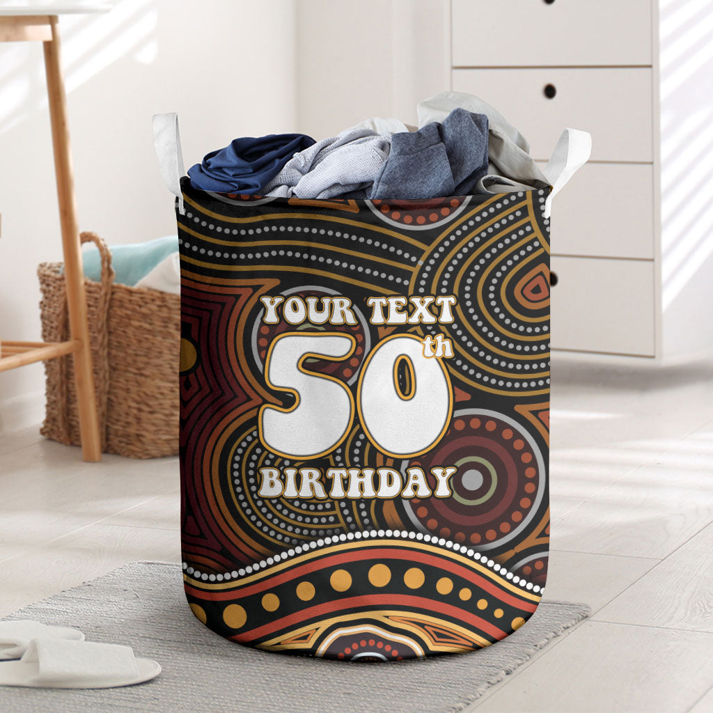 Personalised Aboriginal 50th Birthday Laundry Basket Indigenous Dot Painting Native Australian Celebration