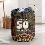 Personalised Aboriginal 50th Birthday Laundry Basket Indigenous Dot Painting Native Australian Celebration