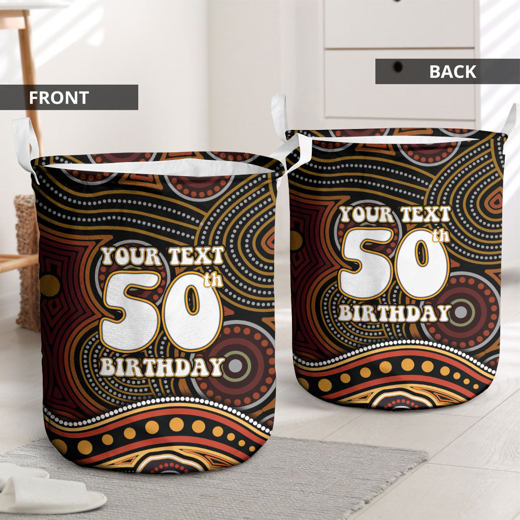 Personalised Aboriginal 50th Birthday Laundry Basket Indigenous Dot Painting Native Australian Celebration
