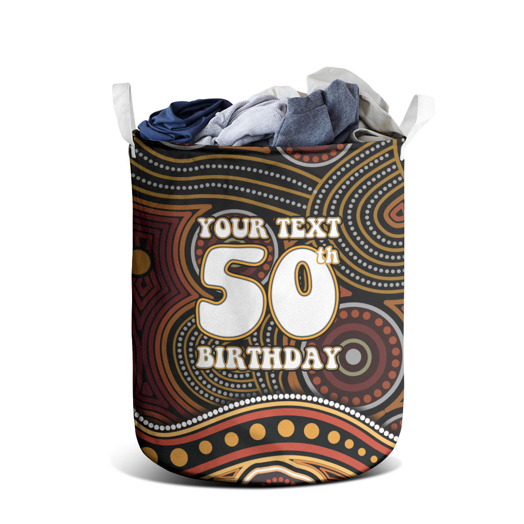Personalised Aboriginal 50th Birthday Laundry Basket Indigenous Dot Painting Native Australian Celebration