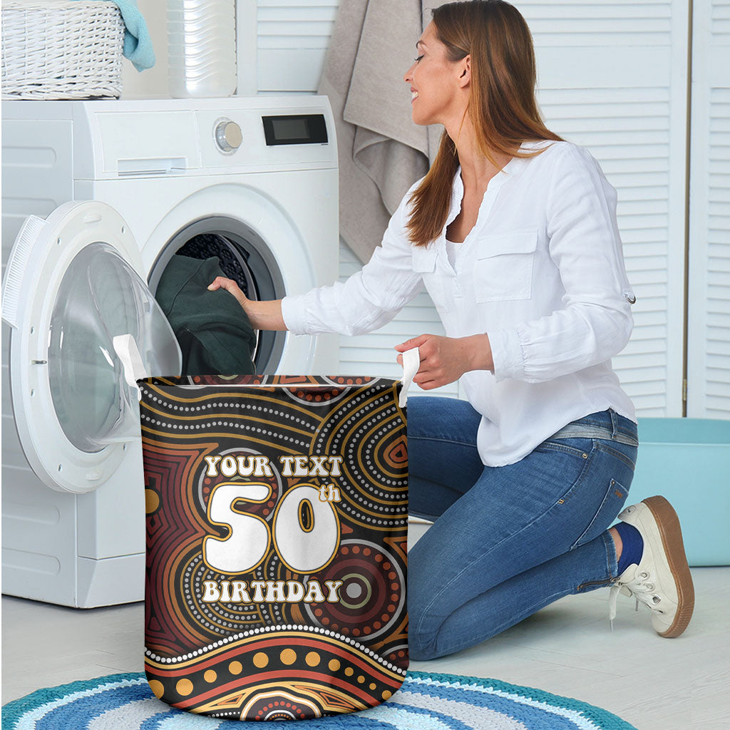 Personalised Aboriginal 50th Birthday Laundry Basket Indigenous Dot Painting Native Australian Celebration