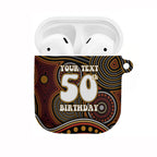 Personalised Aboriginal 50th Birthday AirPods Case Indigenous Dot Painting Native Australian Celebration
