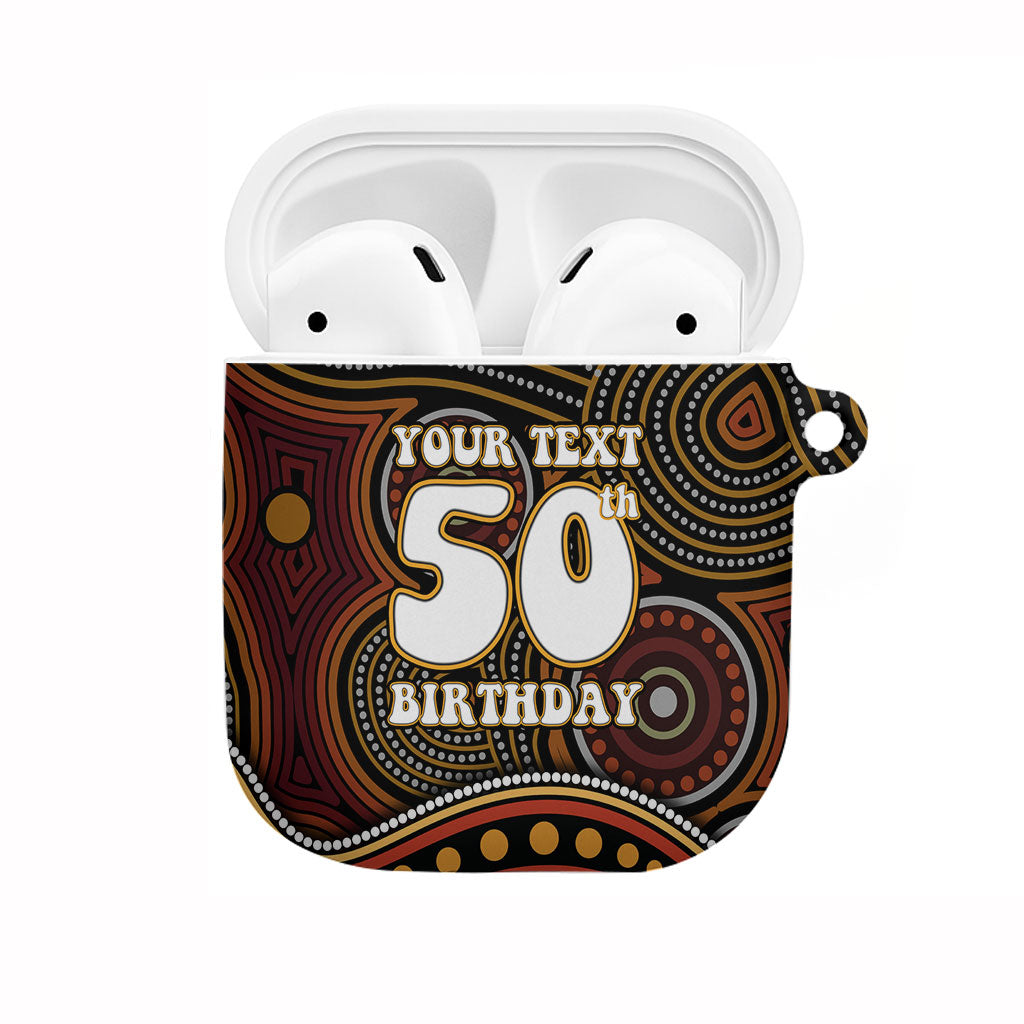 Personalised Aboriginal 50th Birthday AirPods Case Indigenous Dot Painting Native Australian Celebration