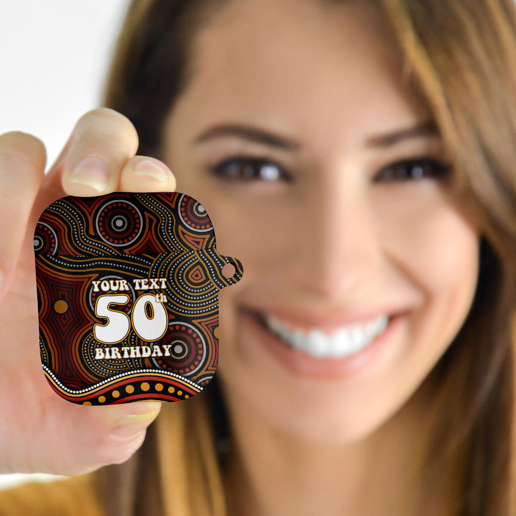 Personalised Aboriginal 50th Birthday AirPods Case Indigenous Dot Painting Native Australian Celebration