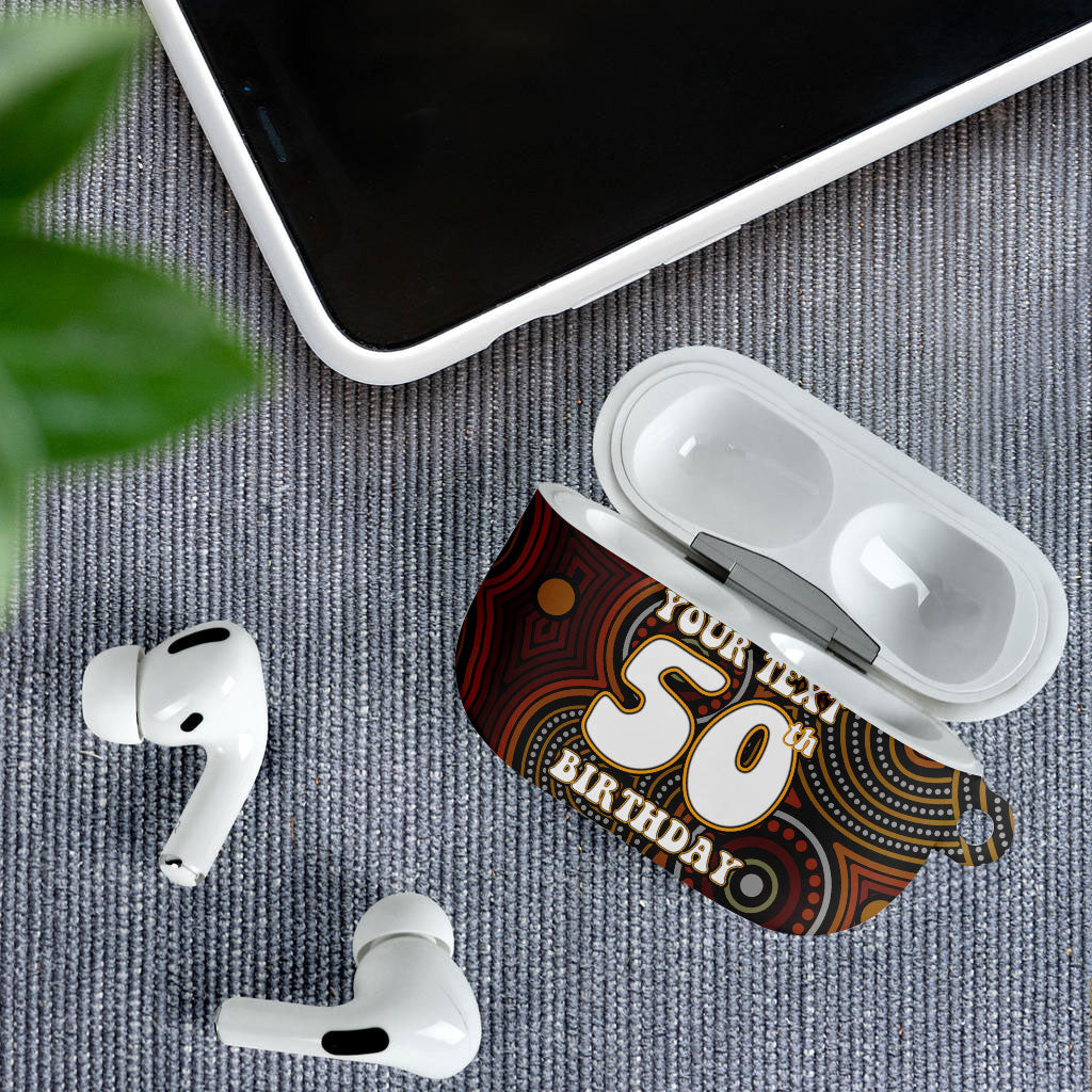 Personalised Aboriginal 50th Birthday AirPods Case Indigenous Dot Painting Native Australian Celebration