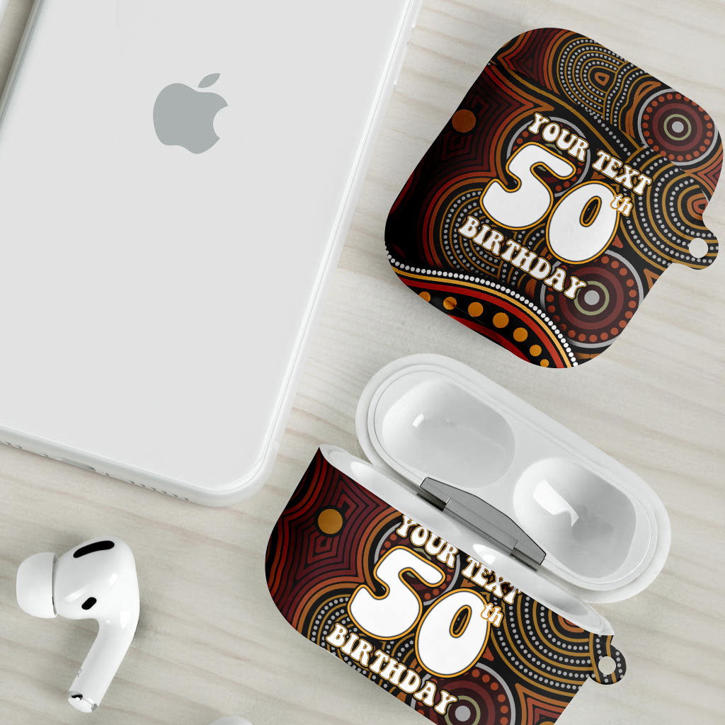 Personalised Aboriginal 50th Birthday AirPods Case Indigenous Dot Painting Native Australian Celebration