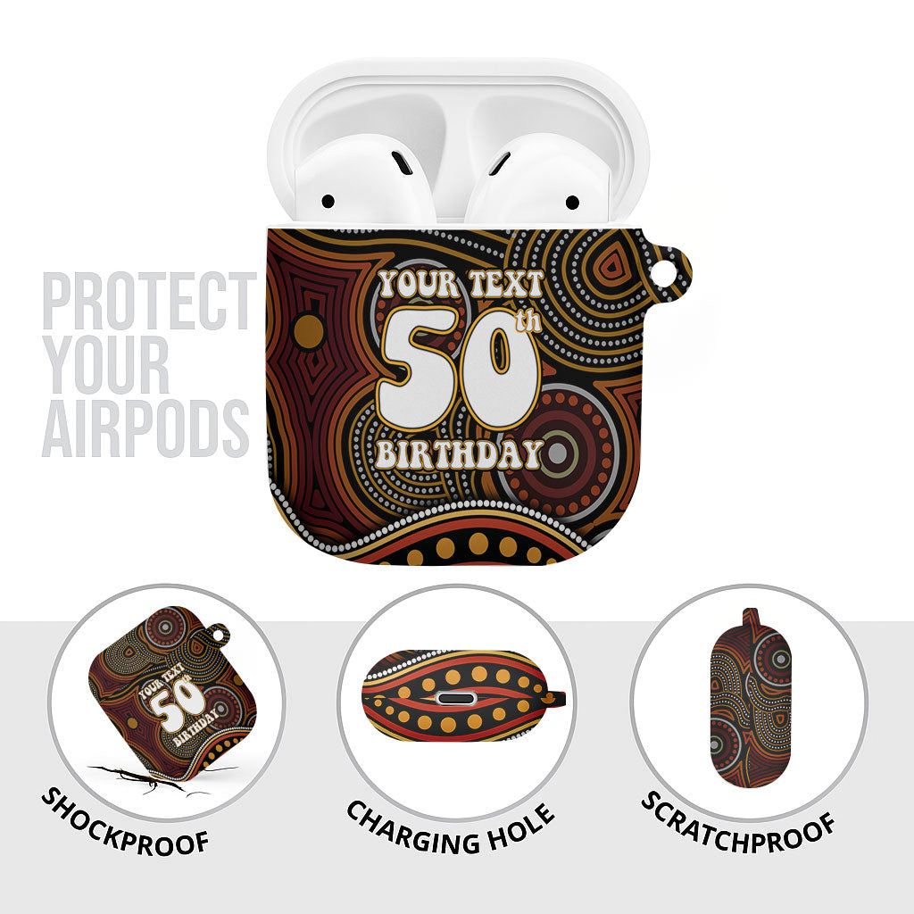 Personalised Aboriginal 50th Birthday AirPods Case Indigenous Dot Painting Native Australian Celebration