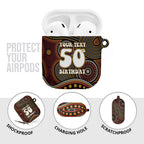 Personalised Aboriginal 50th Birthday AirPods Case Indigenous Dot Painting Native Australian Celebration