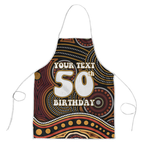 Personalised Aboriginal 50th Birthday Apron Indigenous Dot Painting Native Australian Celebration