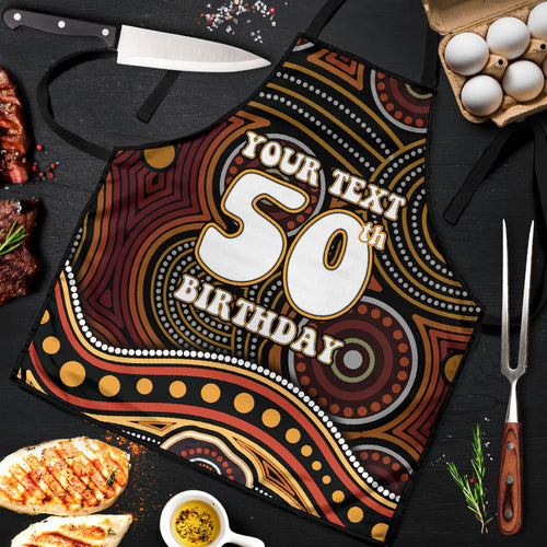 Personalised Aboriginal 50th Birthday Apron Indigenous Dot Painting Native Australian Celebration