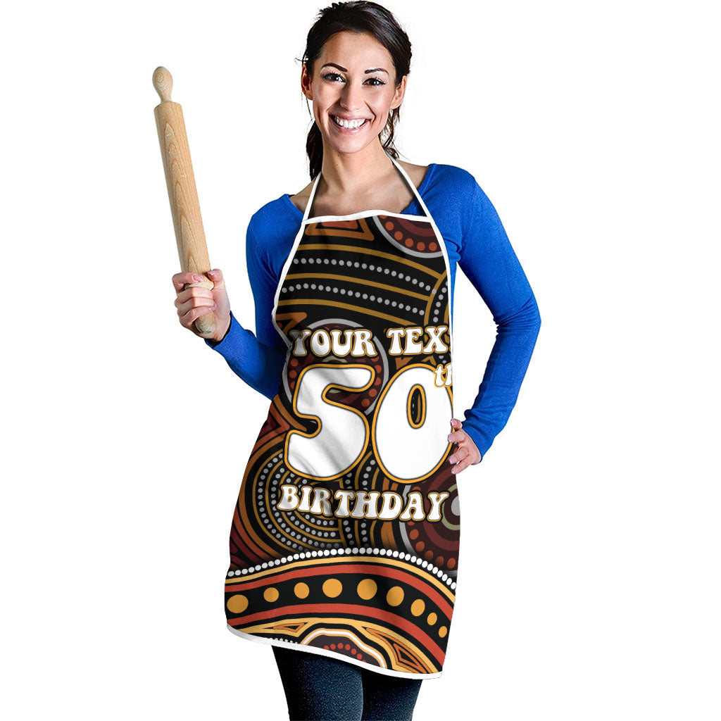 Personalised Aboriginal 50th Birthday Apron Indigenous Dot Painting Native Australian Celebration