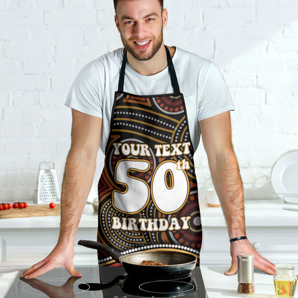 Personalised Aboriginal 50th Birthday Apron Indigenous Dot Painting Native Australian Celebration