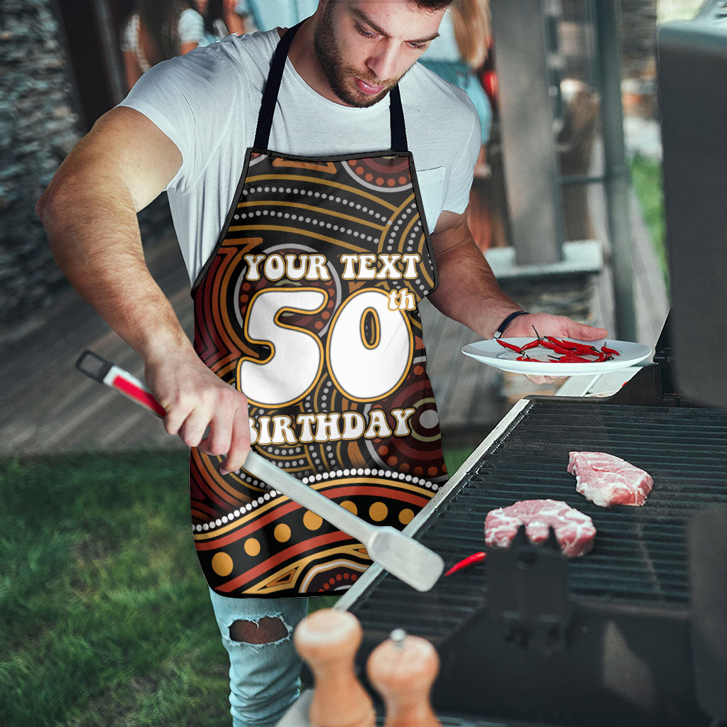 Personalised Aboriginal 50th Birthday Apron Indigenous Dot Painting Native Australian Celebration