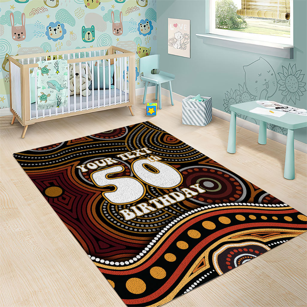 Personalised Aboriginal 50th Birthday Area Rug Indigenous Dot Painting Native Australian Celebration