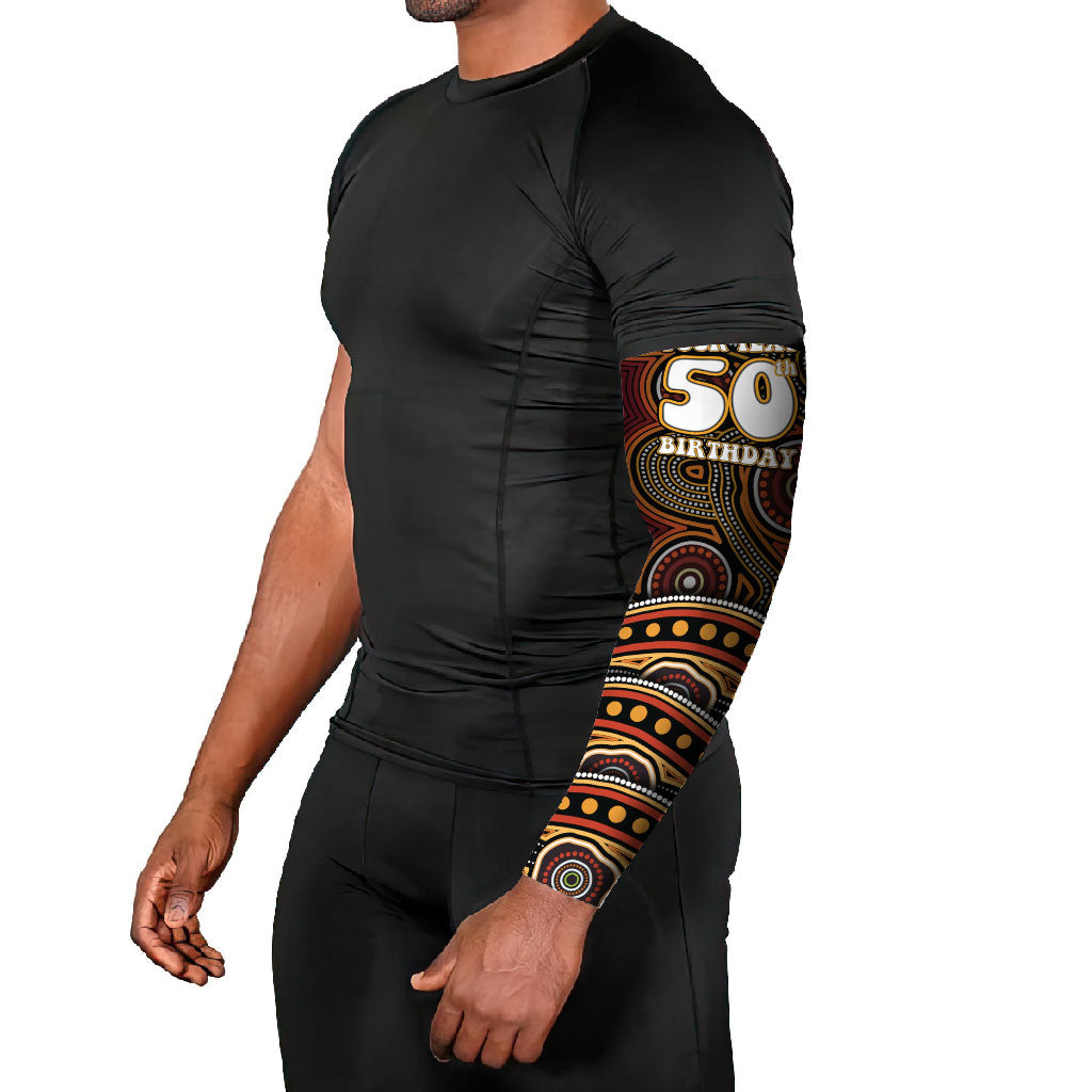 Personalised Aboriginal 50th Birthday Arm Sleeves Indigenous Dot Painting Native Australian Celebration