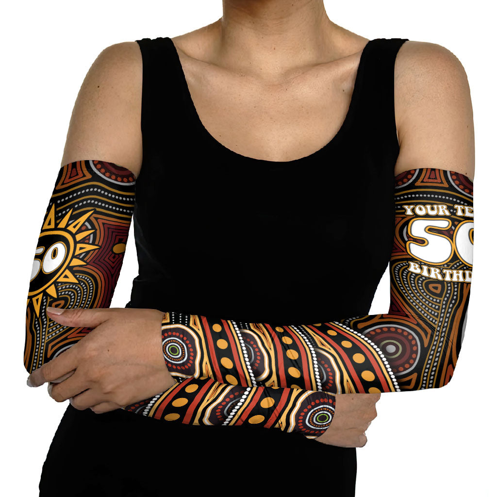 Personalised Aboriginal 50th Birthday Arm Sleeves Indigenous Dot Painting Native Australian Celebration