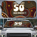Personalised Aboriginal 50th Birthday Auto Sun Shade Indigenous Dot Painting Native Australian Celebration