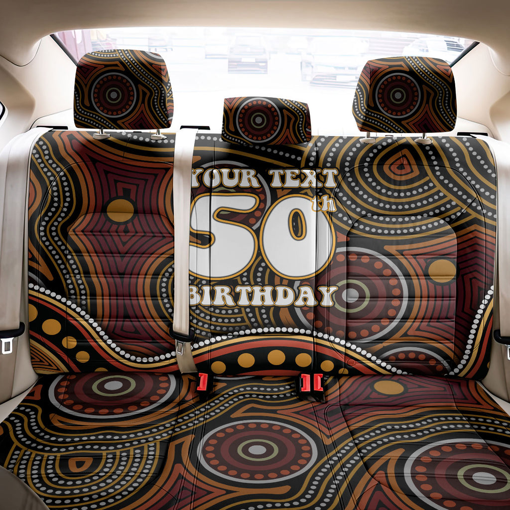 Personalised Aboriginal 50th Birthday Back Car Seat Cover Indigenous Dot Painting Native Australian Celebration